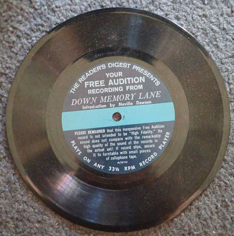 Down Memory Lane 7" Vinyl flexi disk