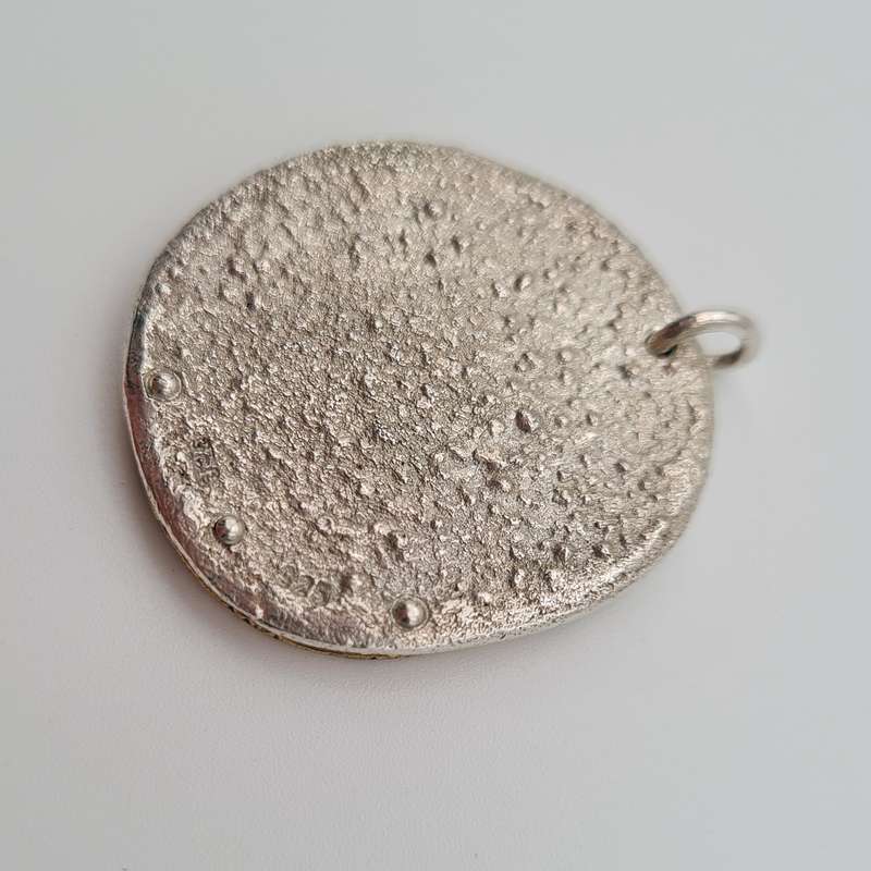 Large Silver Moon with 9ct Gold Crescent Pendant