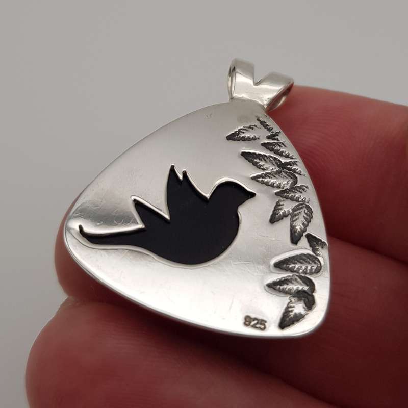 Onyx Bird Pendant 925 Sterling Silver