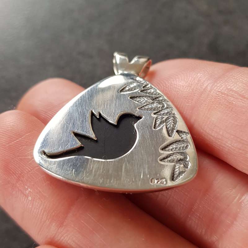 Onyx Bird Pendant 925 Sterling Silver