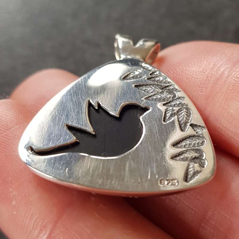 Onyx Bird Pendant 925 Sterling Silver