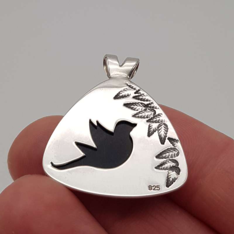 Onyx Bird Pendant 925 Sterling Silver