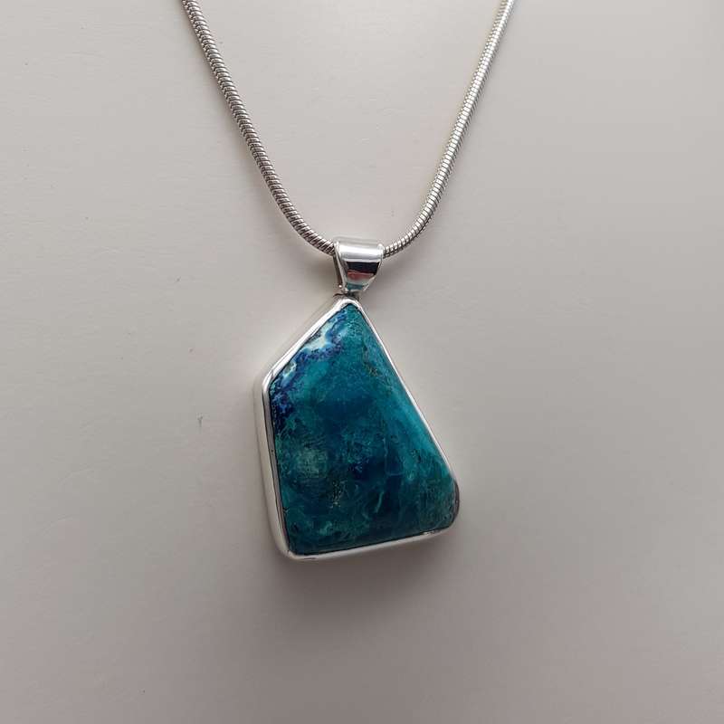 Shattuckite Sterling Silver Pendant