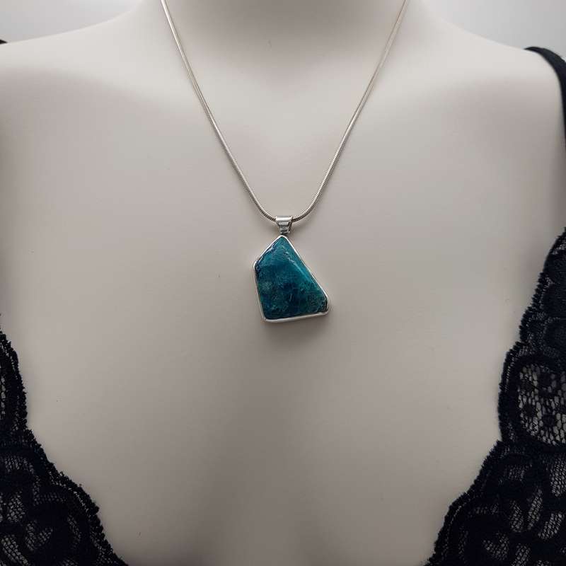 Shattuckite Sterling Silver Pendant