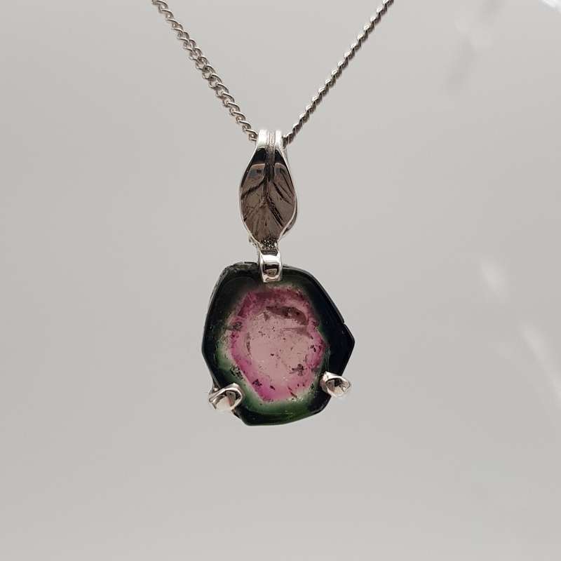 Watermelon Tourmaline Sterling Silver Necklace