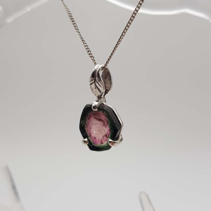 Watermelon Tourmaline Sterling Silver Necklace