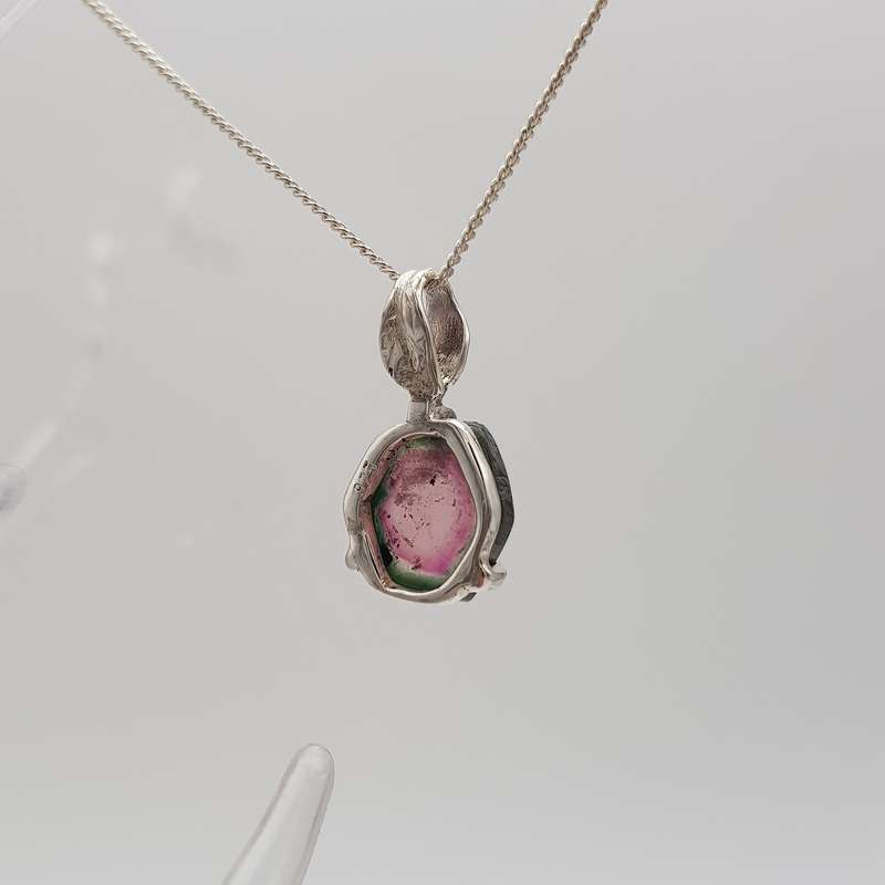 Watermelon Tourmaline Sterling Silver Necklace