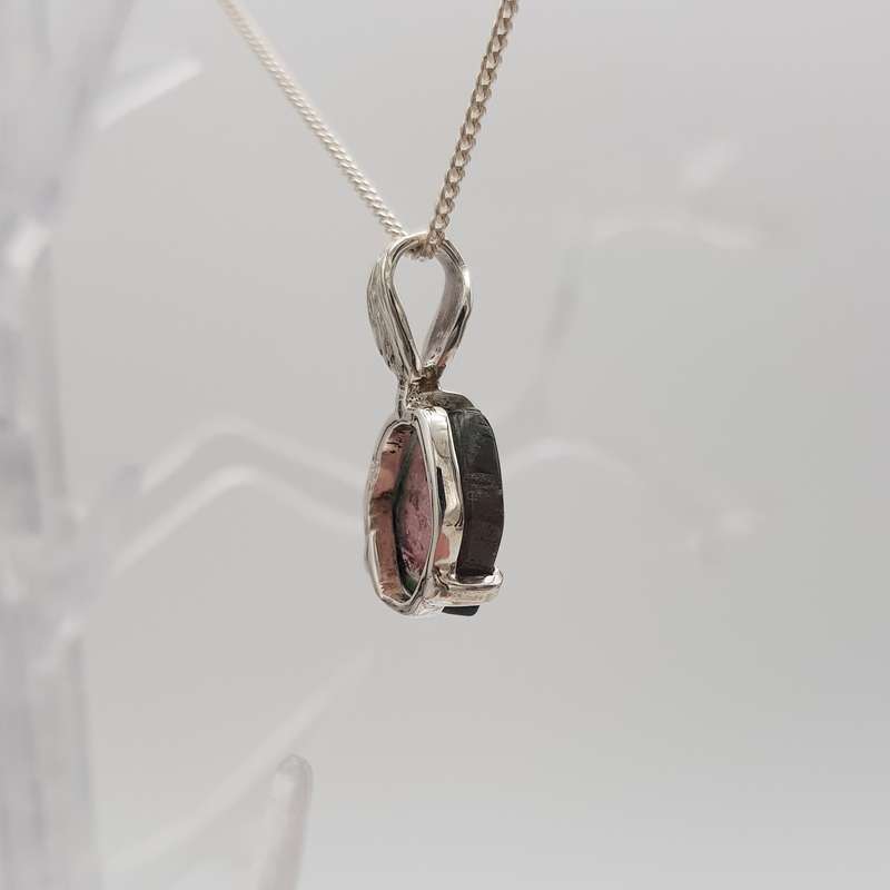 Watermelon Tourmaline Sterling Silver Necklace