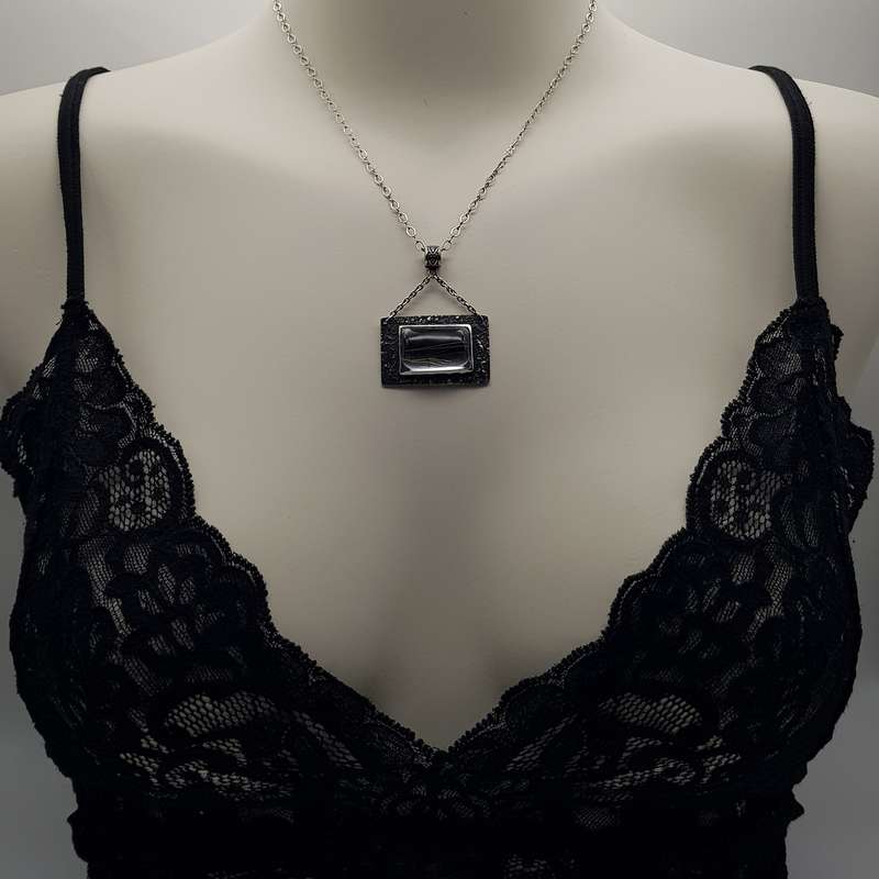 Golden Rutile in Quartz Window Necklace 925 SS