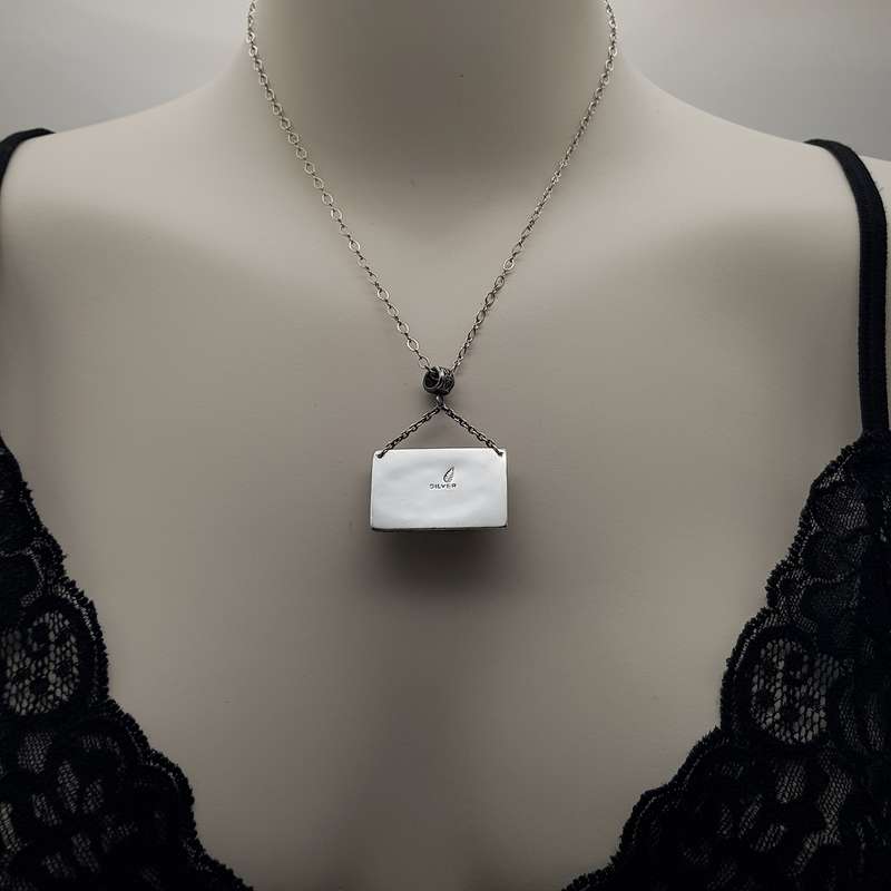Golden Rutile in Quartz Window Necklace 925 SS