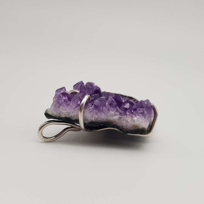 Large Natural Amethyst Pendant Sterling Silver