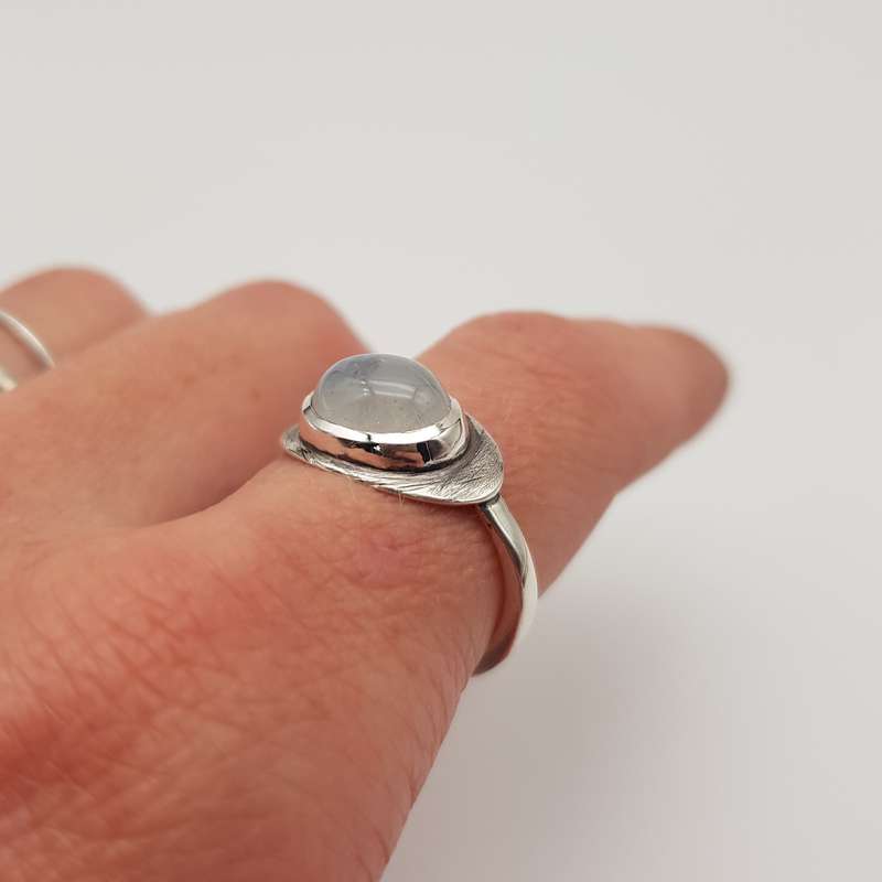Rainbow Moonstone Sterling Silver Handmade Ring - Size O1/2-P