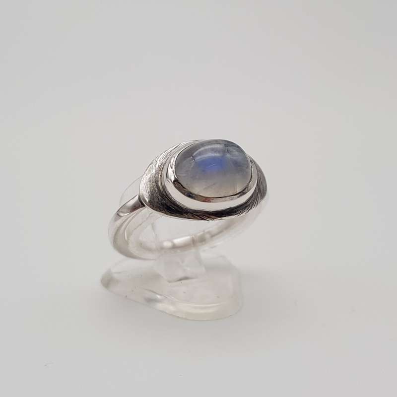 Rainbow Moonstone Sterling Silver Handmade Ring - Size O1/2-P
