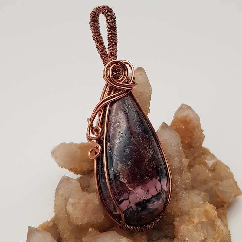 Rhodonite Wire-wrapped Pendant