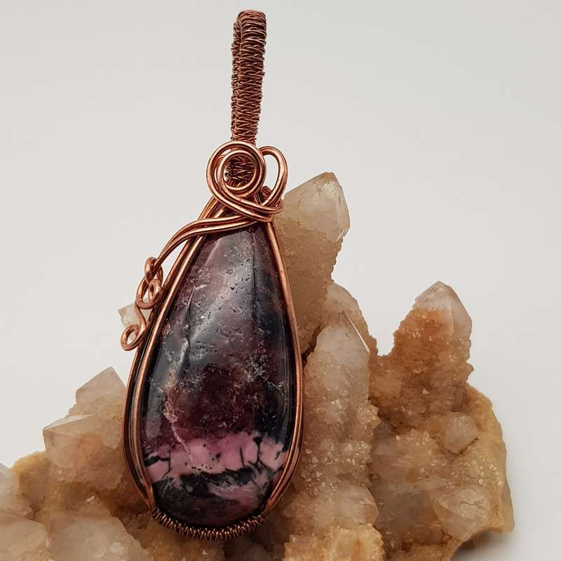 Rhodonite Wire-wrapped Pendant