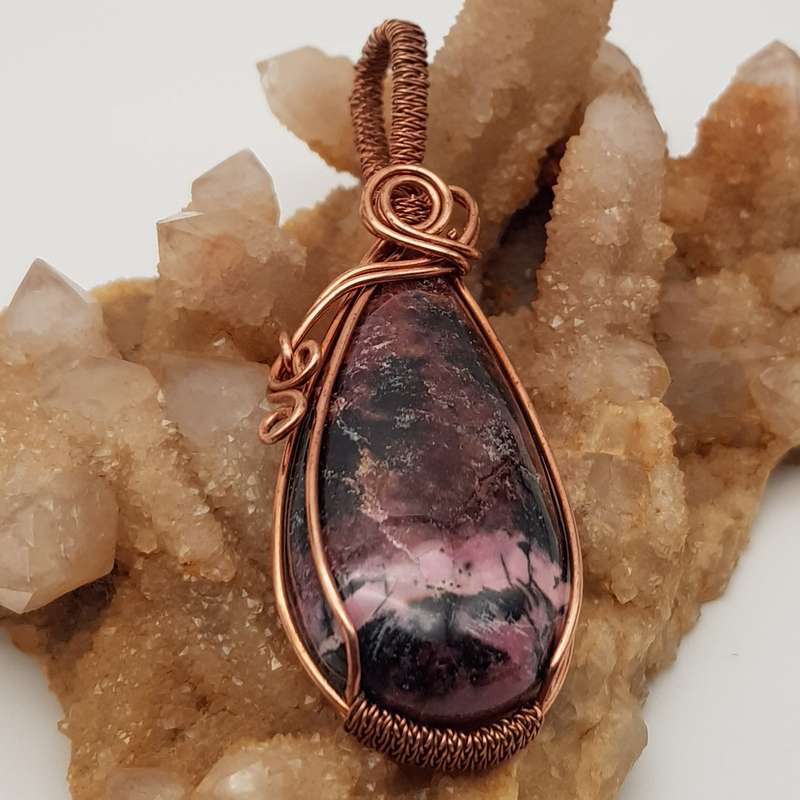 Rhodonite Wire-wrapped Pendant