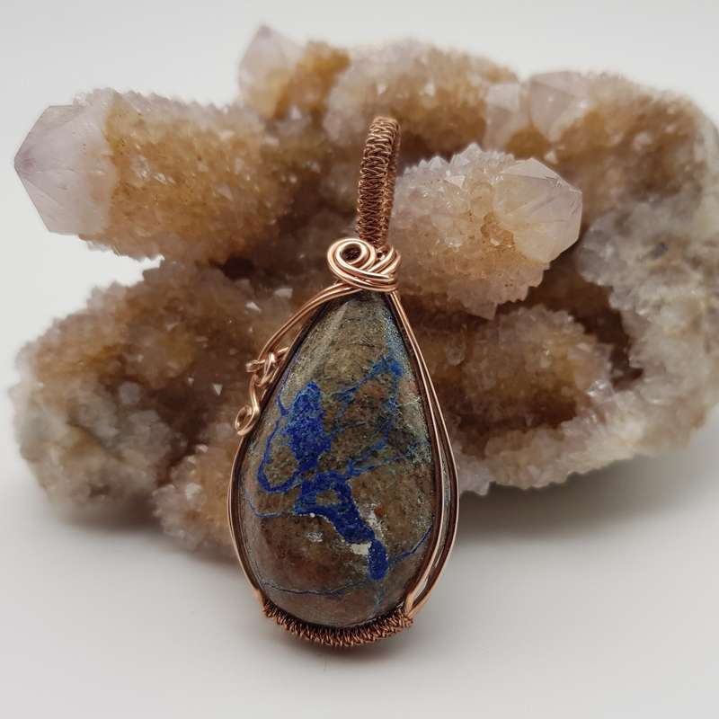Shattuckite Rose Gold Plated Copper Pendant