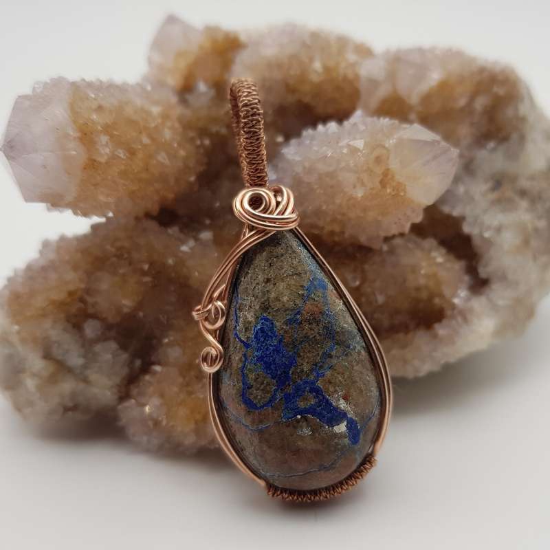 Shattuckite Rose Gold Plated Copper Pendant