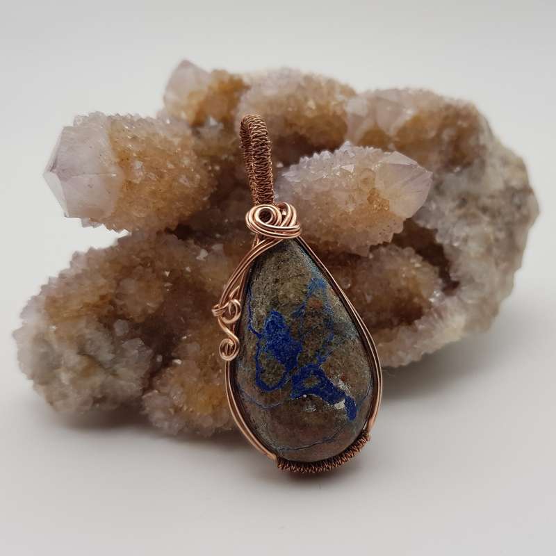 Shattuckite Rose Gold Plated Copper Pendant