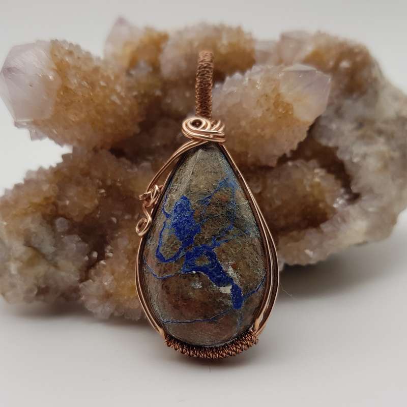 Shattuckite Rose Gold Plated Copper Pendant