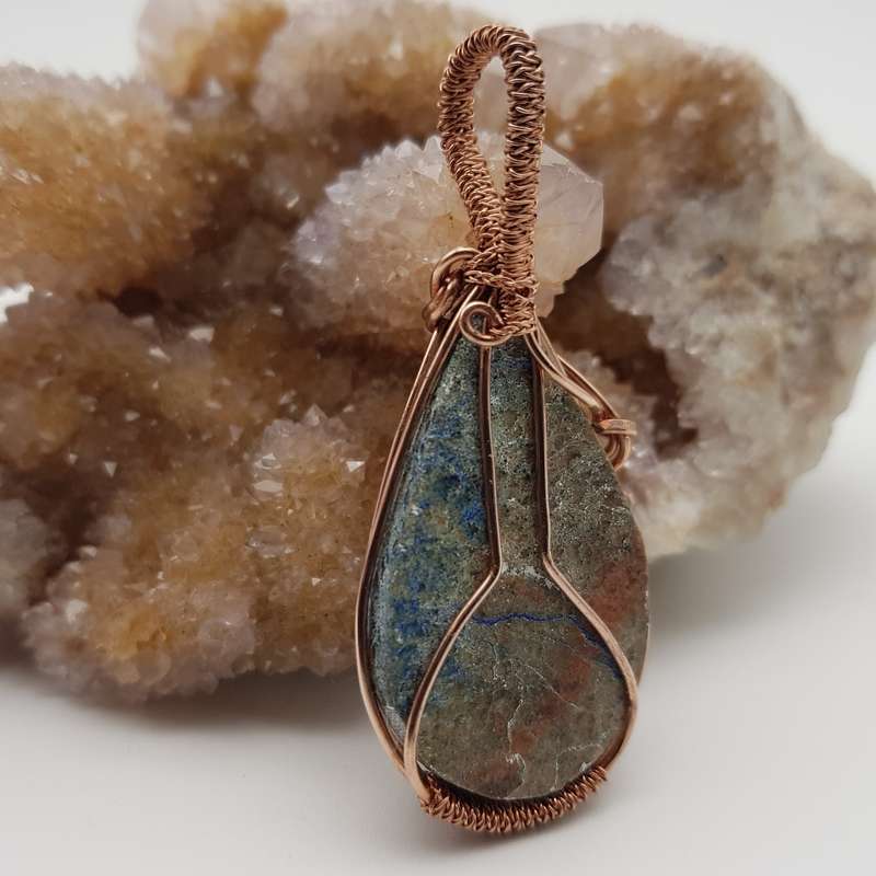 Shattuckite Rose Gold Plated Copper Pendant