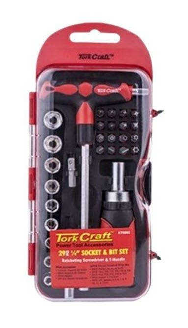 Tork Craft - Ratcheting Screwdriver & T-handle Tool Set - (29 Piece).