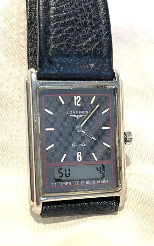 Longines Split 5 Ana-Digi Swiss ESA 958.331 Quartz Watch, works 100%