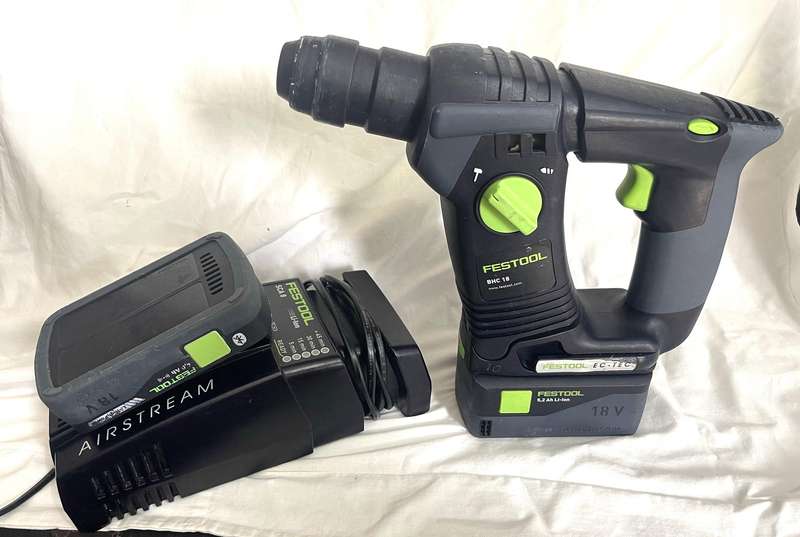 Festool SDS Cordless Hammer Drill BHC 18 plus 2 batteries and Airstream charger.
