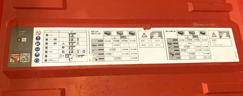 Hilti BX 3-L (02) Battery Operated Fastening Nail Gun with Bluetooth.