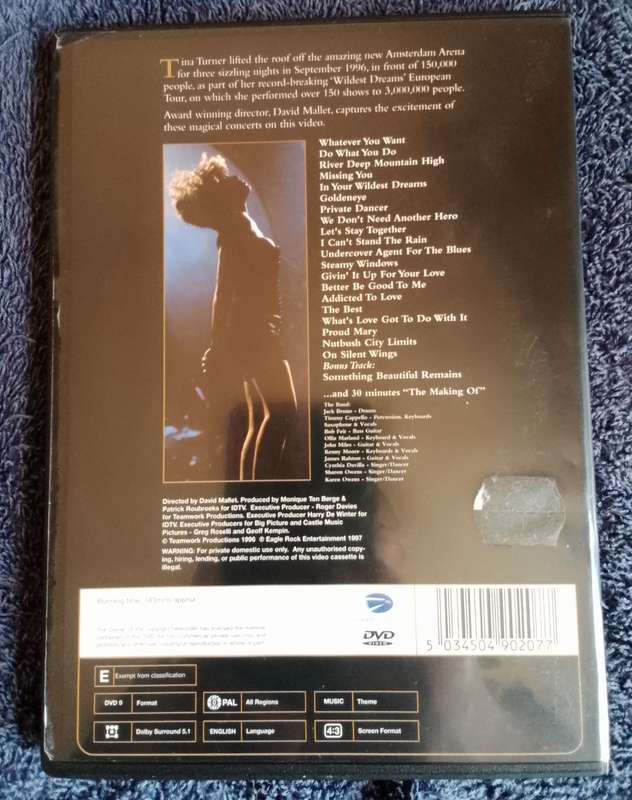 Tina Turner live in Amsterdam DVD EX
