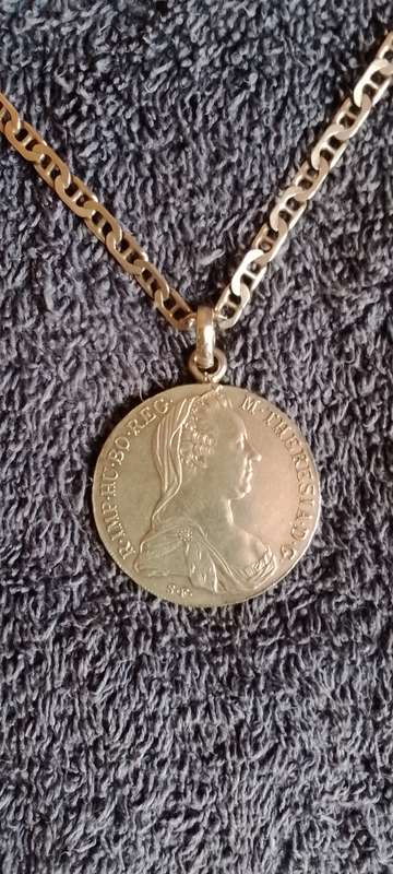 Thaler pendant on Sterling silver chain