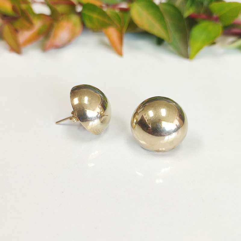 9kt Yellow Gold Rounded Stud Earrings Set #cc022