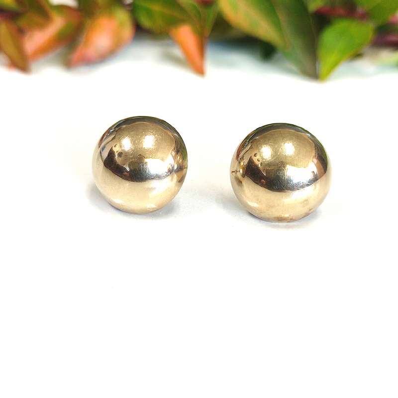 9kt Yellow Gold Rounded Stud Earrings Set #cc022
