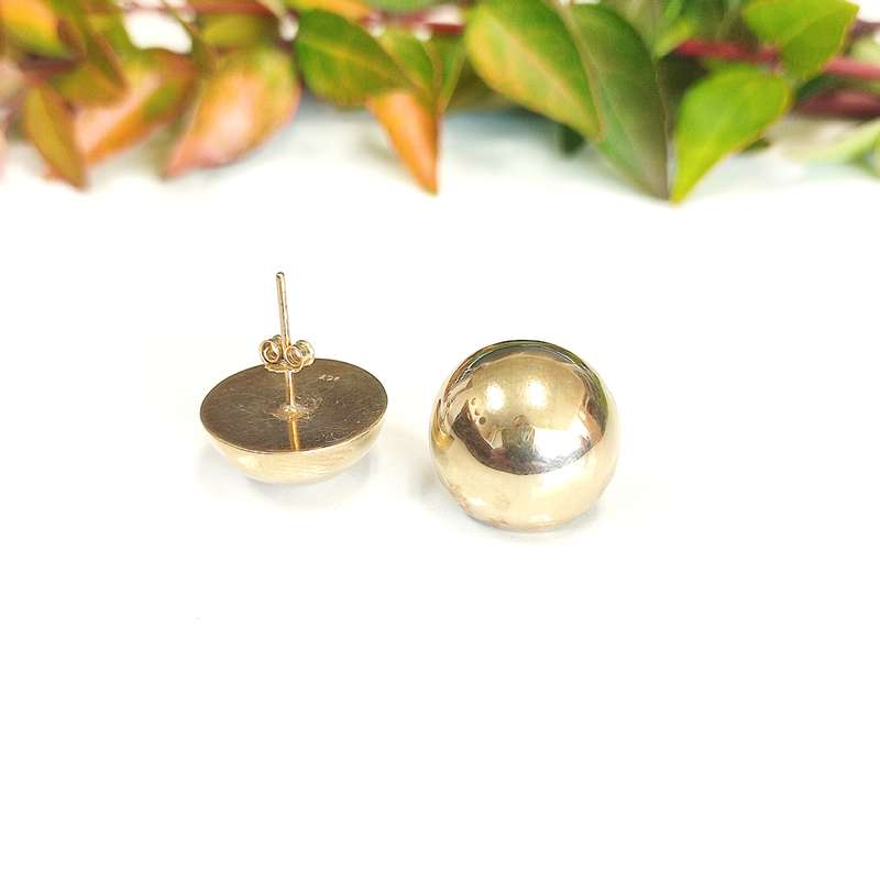 9kt Yellow Gold Rounded Stud Earrings Set #cc022
