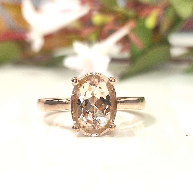 Rose Gold & Oval Morganite Ring #cc023