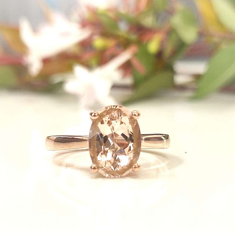 Rose Gold & Oval Morganite Ring #cc023