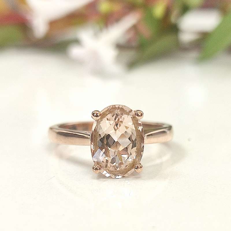 Rose Gold & Oval Morganite Ring #cc023