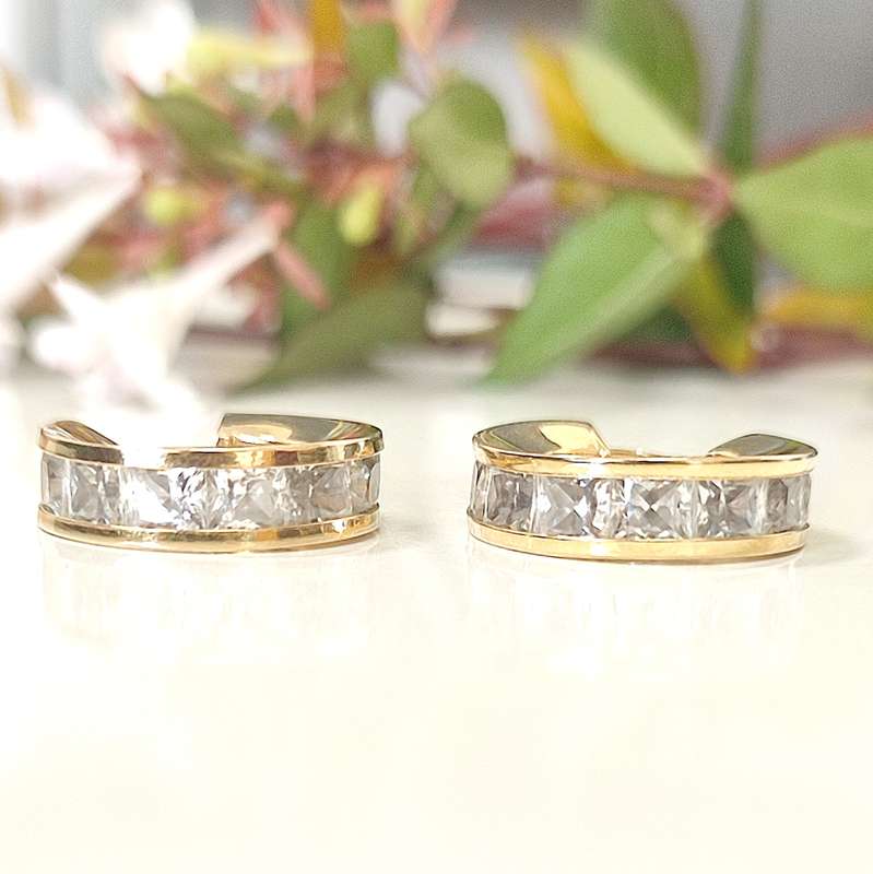 Gold & Cubic Zirconia Earrings Set #cc025
