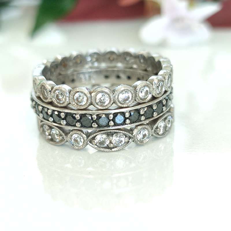 White Gold Diamonds Stack Rings #cc030