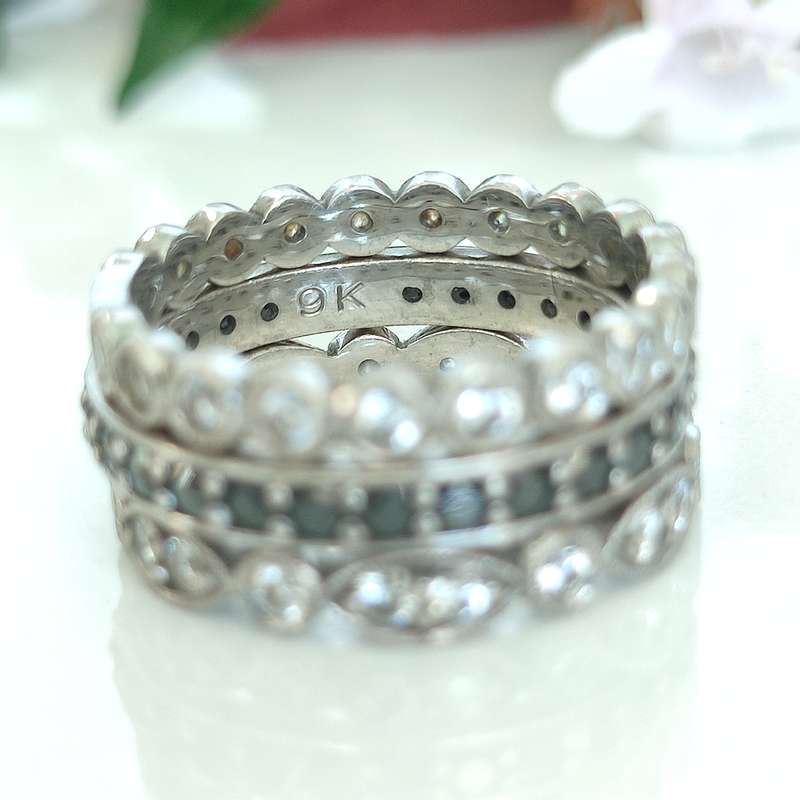 White Gold Diamonds Stack Rings #cc030