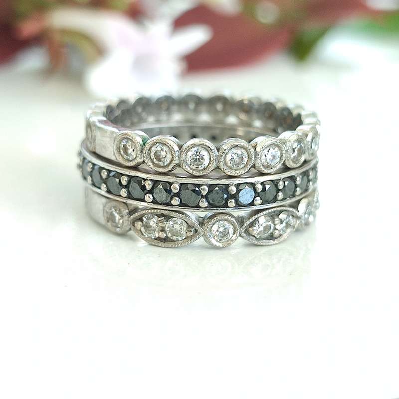 White Gold Diamonds Stack Rings #cc030