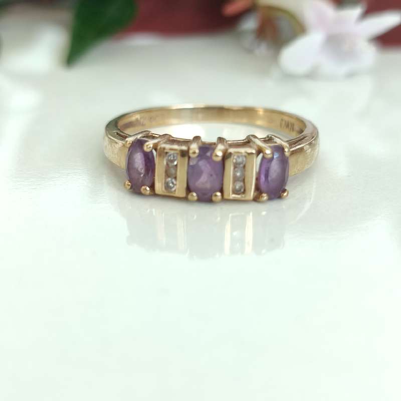 Diamond & Amethyst Gold Ring #cc033