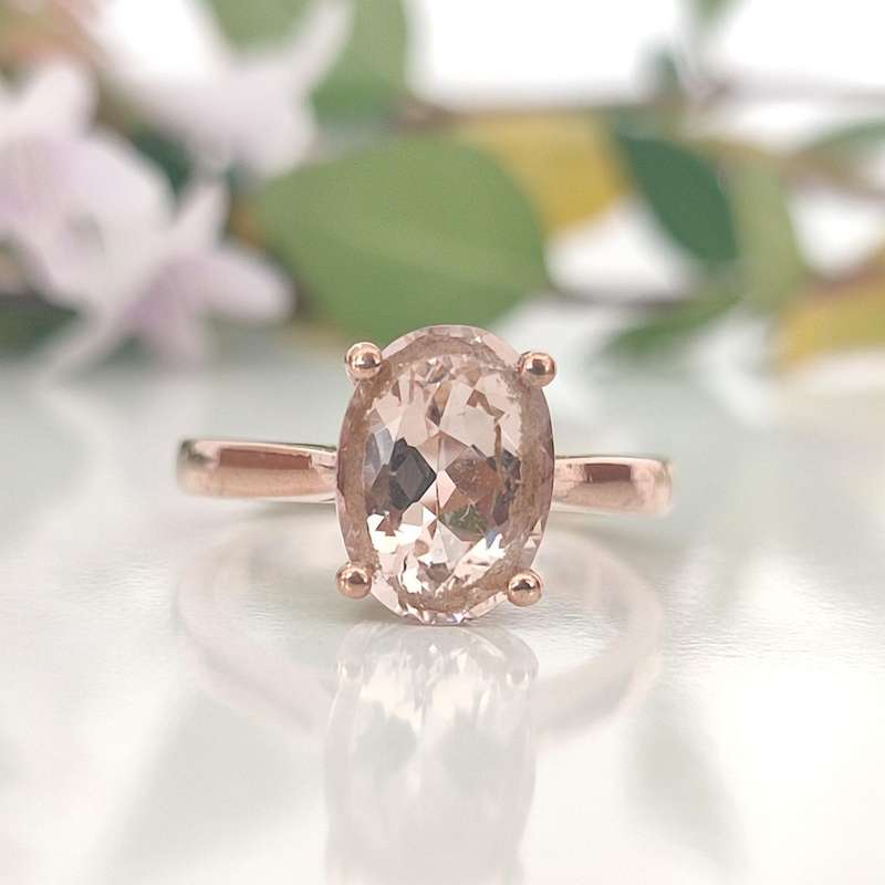 Rose Gold & Oval Morganite Ring #vc010