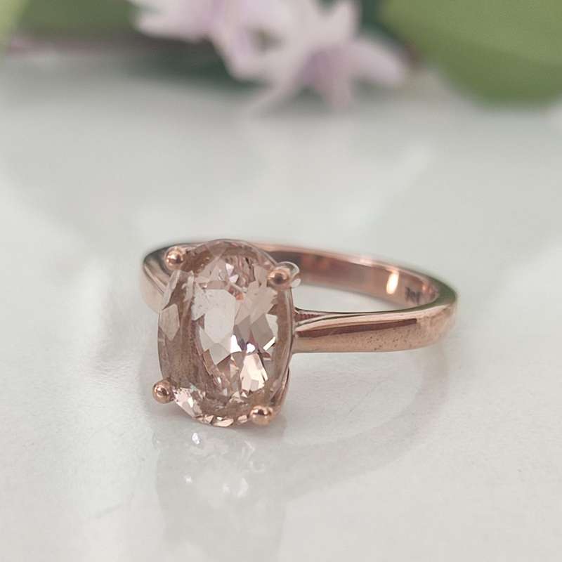Rose Gold & Oval Morganite Ring #vc010