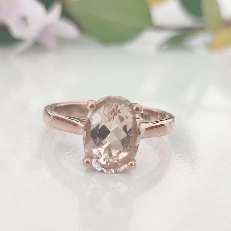 Rose Gold & Oval Morganite Ring #vc010