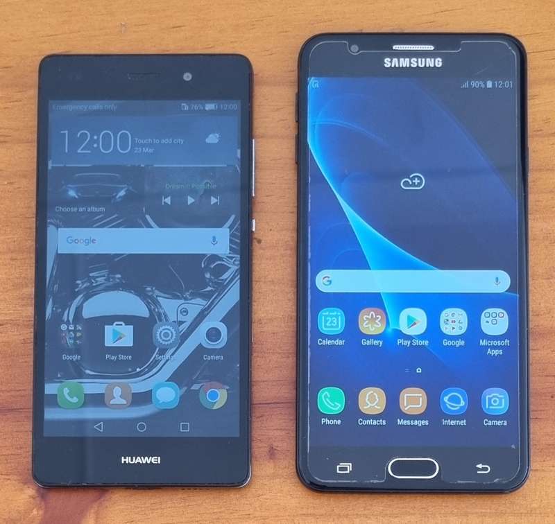 Samsung J7 Prime and Huawei p8 lite