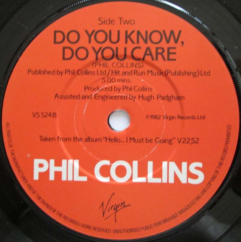 PHIL COLLINS - THRU THESE WALLS / DO YOU KNOW, DO YOU CARE (7 SINGLE/VINYL)