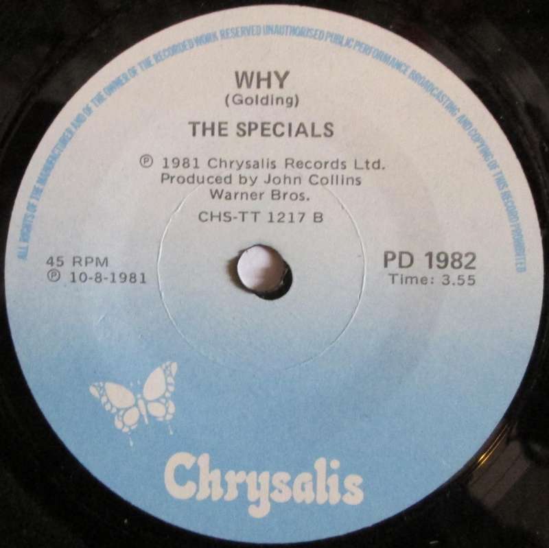 THE SPECIALS - GHOST TOWN / WHY  (7 SINGLE/VINYL)