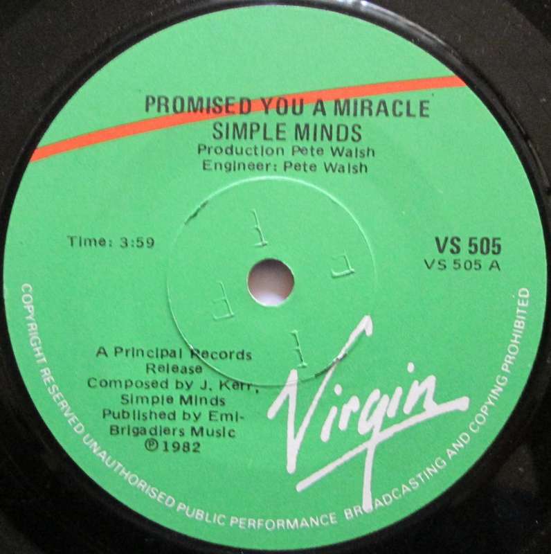 SIMPLE MINDS - PROMISED YOU A MIRACLE / THEME FOR GREAT CITIES (7 SINGLE/VINYL)