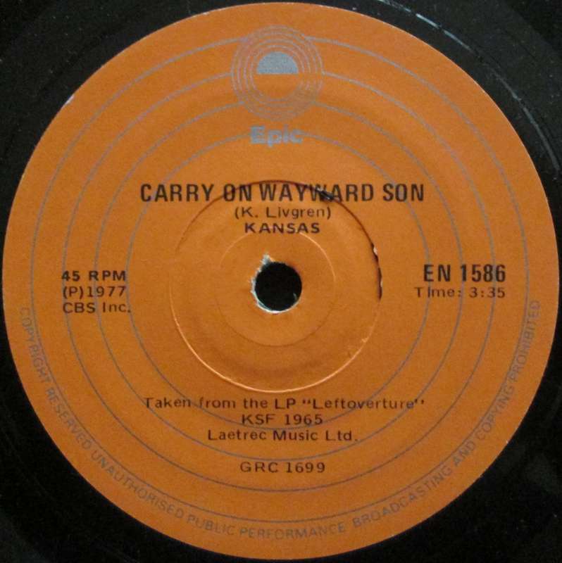 KANSAS - CARRY ON WAYWARD SON / QUESTIONS OF MY CHILDHOOD  (7 SINGLE/VINYL)
